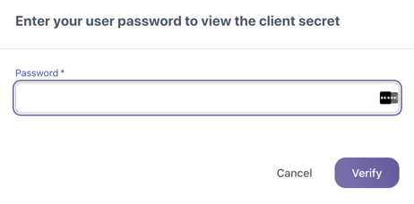 Enter password to view the client secret
