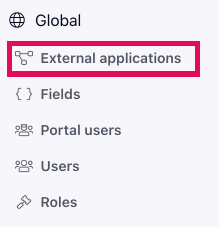 External applications highlighted in Global section of cb Admin